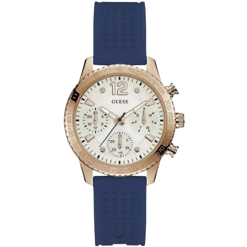 Guess Marina W1025L4 women's watch white dial blue silicone strap Egypt authentic