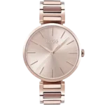 This women's timepiece from Hugo Boss Algin 1502418 comes with a Monochrome Brass Stainless Steel Band and Brass Enamel (Rose Gold).