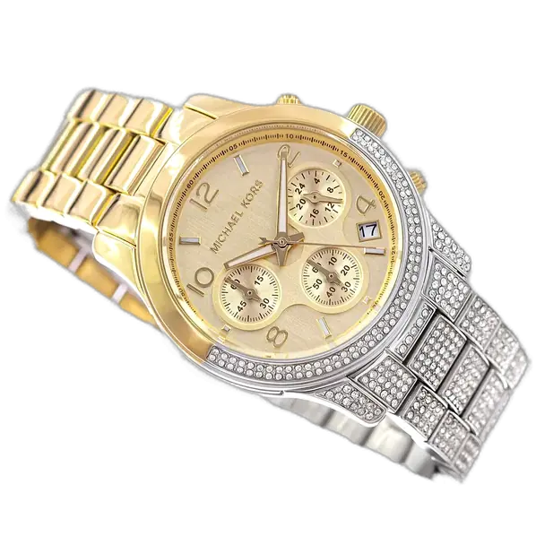 Mk7329 Michael Kors MK7329 Watch: Dazzling Two-Tone Gold Silver Crystal Runway ...
