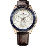 Tommy Hilfiger Luke 1791118 men's watch, stainless steel case, white dial, brown genuine leather strap, 44mm.