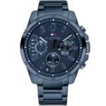 Tommy Hilfiger Decker 1791560 men's watch, all-blue stainless steel case, navy chronograph dial, blue steel bracelet, 46mm.