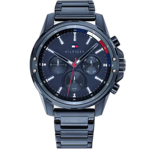 Tommy Hilfiger Mason 1791789 men's watch, all-navy stainless steel case, navy dial, navy steel bracelet, 44mm.