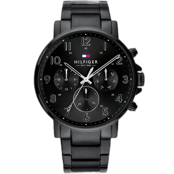 Tommy Hilfiger Daniel 1710383 men's watch, all-black stainless steel case, black dial, black steel bracelet, 44mm.