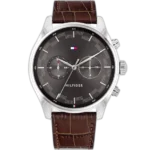 Tommy Hilfiger Sawyer 1710422 men's watch, stainless steel case, grey dial, brown genuine leather strap, 44mm.