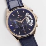 Tommy Hilfiger Men's Baker Watch 1710451, Sleek All-Navy Leather Strap Design. - Image 4