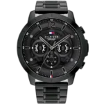 Tommy Hilfiger Luca 1710494 men's watch, all-black stainless steel case, black multi-function dial, black steel bracelet, 46mm.