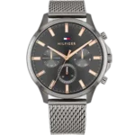 Tommy Hilfiger Ryder 1710500 men's watch, gunmetal stainless steel case, black dial, gunmetal steel bracelet, 44mm.