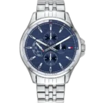 Tommy Hilfiger Shawn 1791612 men's watch, silver-tone stainless steel case, blue dial, silver steel bracelet, 44mm.