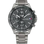 Tommy Hilfiger Bank 1791719 men's watch, all-gunmetal stainless steel case, grey multi-function dial, gunmetal steel bracelet, 46mm.