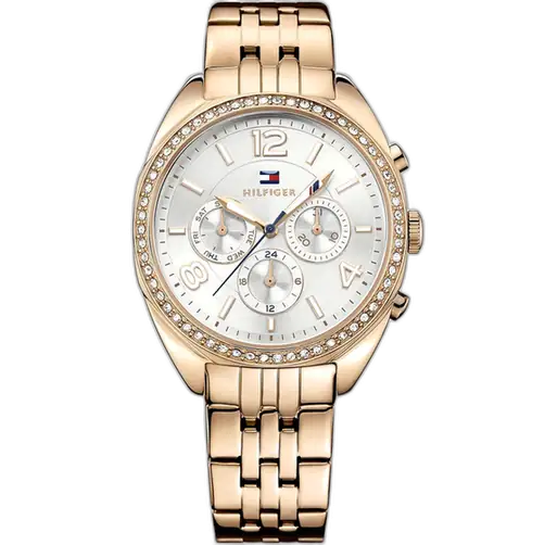 Tommy Hilfiger Mia 1781572 women's watch, two-tone silver and rose gold stainless steel multi-function dial, two-tone bracelet.