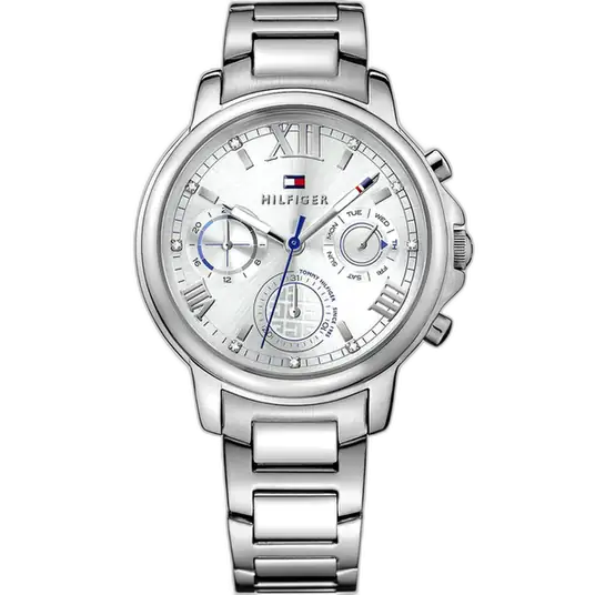 Tommy Hilfiger Claudia 1781741 women's watch, all-silver-tone stainless steel bracelet, multi-function dial, 38mm.