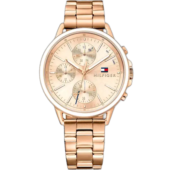 Tommy Hilfiger Carly 1781788 women's watch, all-rose gold-tone stainless steel, minimalist rose gold dial, 38mm.