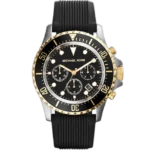 Michael Kors MK8366 Watch Everest men's chronograph, all-black case and silicone strap, 45mm.
