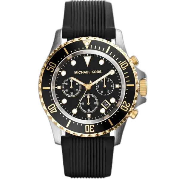 Michael Kors MK8366 Watch Everest men's chronograph, all-black case and silicone strap, 45mm.