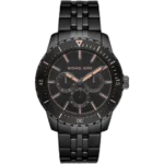 Michael Kors MK7157 Watch Cunningham men's, all-black stainless steel bracelet, black dial, 44mm.