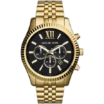 Michael Kors MK8286 Watch Lexington men's chronograph, gold-tone stainless steel bracelet, black dial, 45mm.