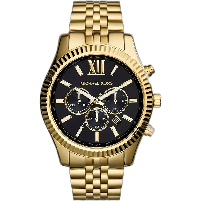 Michael Kors MK8286 Watch Lexington men's chronograph, gold-tone stainless steel bracelet, black dial, 45mm.