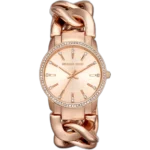 Michael Kors MK3236 Watch Nini ladies, all-rose gold-tone stainless steel, crystal bezel, compact size.