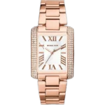 Michael Kors MK3255 Watch Emery ladies, rose gold-tone stainless steel, white dial, crystal bezel.