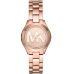 Michael Kors MK3549 Watch Runway Slim Mini ladies, all-rose gold-tone, crystal bezel, 33mm.