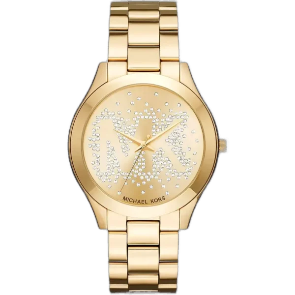 Michael Kors MK3590 Watch Runway Slim Mini ladies, all-gold-tone, crystal bezel, 33mm.