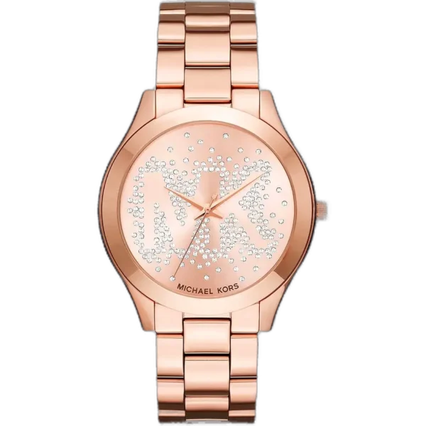Michael Kors MK3591 Watch Runway Slim ladies, all-rose gold-tone, crystal bezel, 42mm.