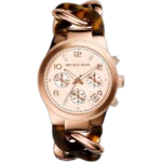 Michael Kors MK4269 Watch Runway Twist ladies, rose gold-tone, brown twisted strap, 42mm.