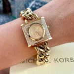 Michael Kors Women's MK Chain Lock Watch MK4711, Signature All-Gold. - Image 7