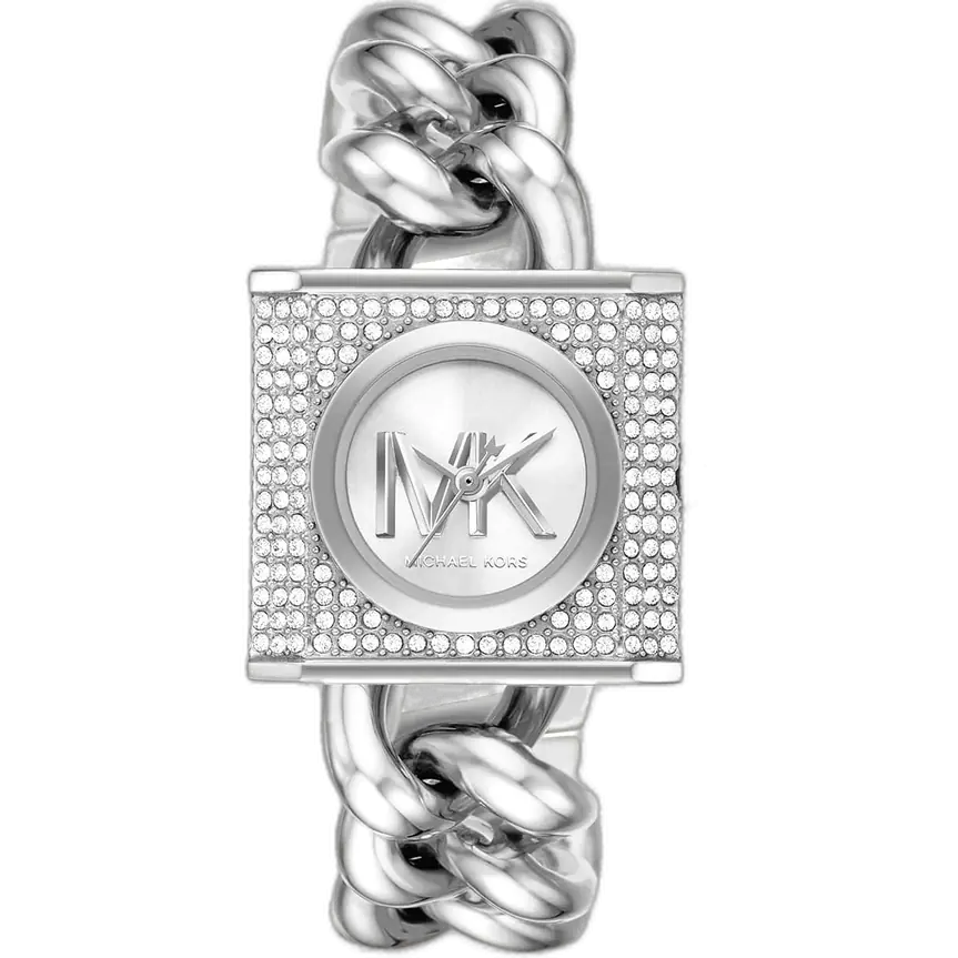 Michael Kors MK4718 Watch MK Chain Lock ladies, all-silver-tone, chain bracelet design, 38mm.