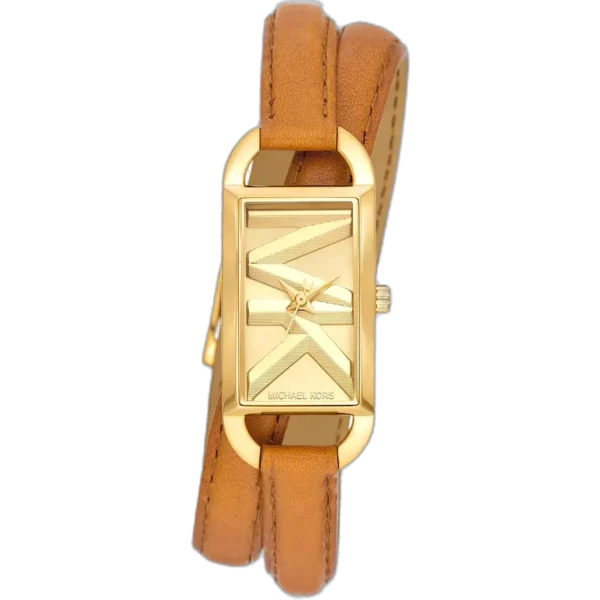 Michael Kors MK4721 Watch MK Empire ladies, gold-tone case, brown double-wrap leather strap, 36mm.
