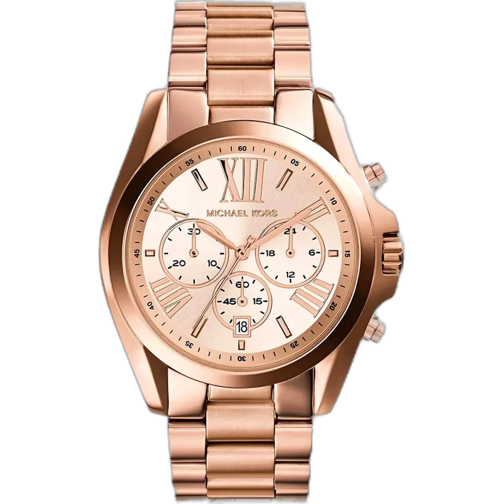 ساعة مايكل كورس MK5503 برادشو حريمي، سوار وعلبة نحاسية بالكامل، كرونوغراف، 43 ملم.