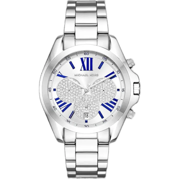 Michael Kors MK6320 Bradshaw women's watch, all-silver-tone stainless steel, crystal-set bezel, chronograph, 43mm.