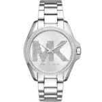 Michael Kors MK6554 Bradshaw women's watch, all-silver-tone stainless steel, chronograph, Roman numerals, 43mm.