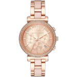 Michael Kors MK6560 Sofie women's watch, all-rose gold-tone stainless steel, crystal-set bezel, multi-material bracelet, 39mm.