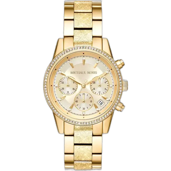 Michael Kors MK6597 Ritz women's watch, all-gold-tone stainless steel, crystal chronograph, 37mm.