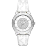 Michael Kors MK6998 Runway women's watch, all-white stainless steel case, white silicone strap, 40mm.