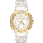 Michael Kors MK7221 Sidney women's watch, all-white stainless steel case, white silicone strap, 38mm.