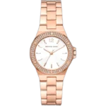 Michael Kors MK7279 Lennox women's watch, all-rose gold-tone stainless steel, white dial, crystal accents, 42mm.