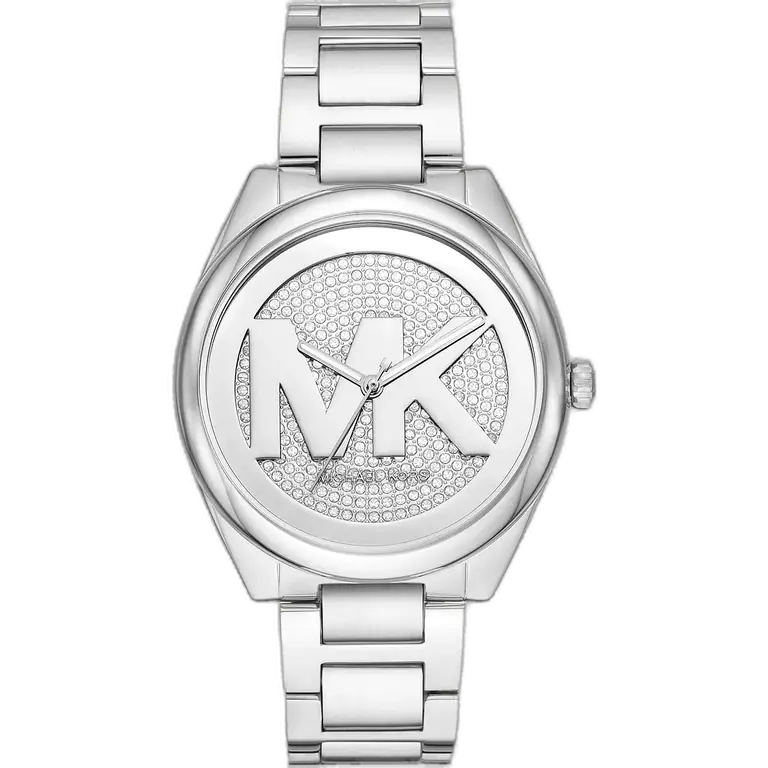 Michael Kors MK7311 Janelle women's watch, all-silver-tone stainless steel, minimalist silver dial, 38mm.