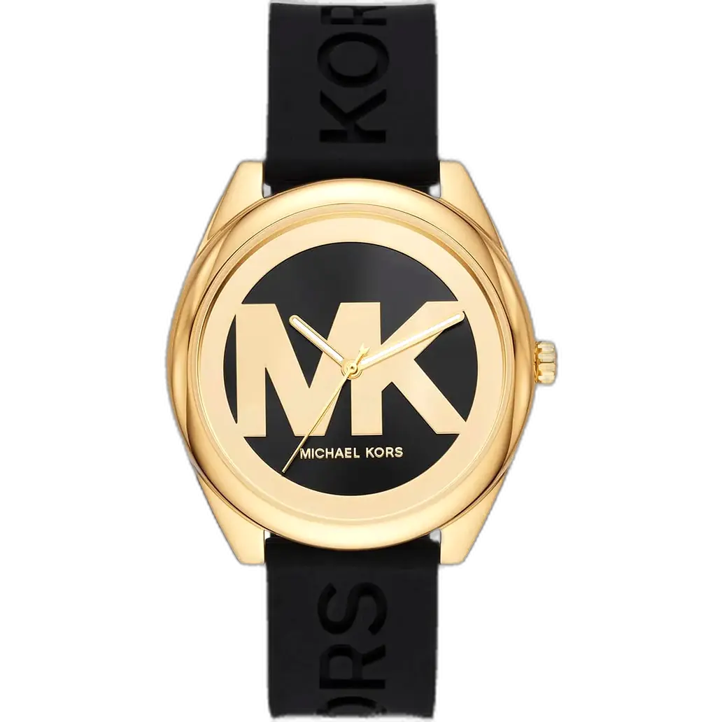 Michael Kors MK7313 Janelle women's watch, all-black stainless steel case, black silicone strap, 38mm. Michael Kors MK7313 Janelle women's watch, all-black stainless steel case, black silicone strap, 38mm.