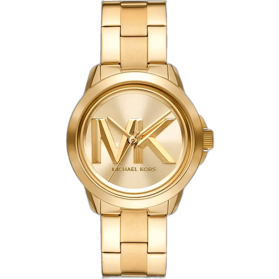 ساعة مايكل كورس MK7317 برين حريمي، سوار وعلبة ذهبية بالكامل، ميناء ذهبي، 38 ملم.