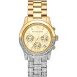 Michael Kors MK7329 Runway women's watch, two-tone gold and silver stainless steel, crystal-set bezel, 40mm.