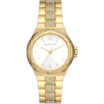 Michael Kors MK7361 Lennox women's watch, all-gold-tone stainless steel, white dial, crystal accents, 42mm.