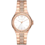 Michael Kors MK7362 Lennox women's watch, all-copper-tone stainless steel, white dial, crystal accents, 42mm.