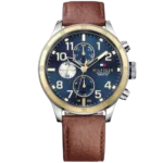 Tommy Hilfiger Trent 1791137 men's watch, stainless steel case, blue multi-function dial, brown genuine leather strap, 44mm.