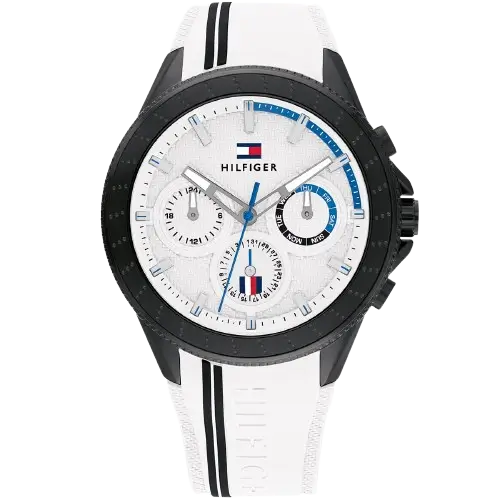 Tommy Hilfiger Aiden 1791862 men's watch, all-white stainless steel case, white dial, white silicone strap, 44mm.