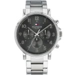 Tommy Hilfiger Daniel 1710382 men's watch, silver-tone stainless steel case, grey dial, silver steel bracelet, 44mm.
