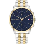 Tommy Hilfiger Easton 1710432 men's watch, two-tone stainless steel case (silver and gold), deep blue multi-function dial, two-tone bracelet, 44mm.