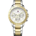 Tommy Hilfiger Hudson 1791226 men's watch, two-tone stainless steel case (silver and gold), crisp white multi-function dial, two-tone bracelet, 44mm.