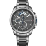 Tommy Hilfiger Decker 1791347 men's watch, all-gunmetal stainless steel case, grey chronograph dial, gunmetal steel bracelet, 46mm.
